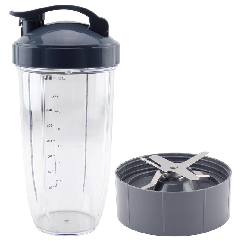 32 oz Colossal Cup with Flip Top To Go Lid and Extractor Blade Replacement Part Compatible with NutriBullet NB-101B NB-101S NB-201