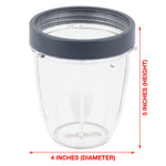 18 oz, 24 oz Cups + 2 Lip Rings Replacement Part Compatible with NutriBullet 600W 900W Blenders NB-101B NB-101S NB-201