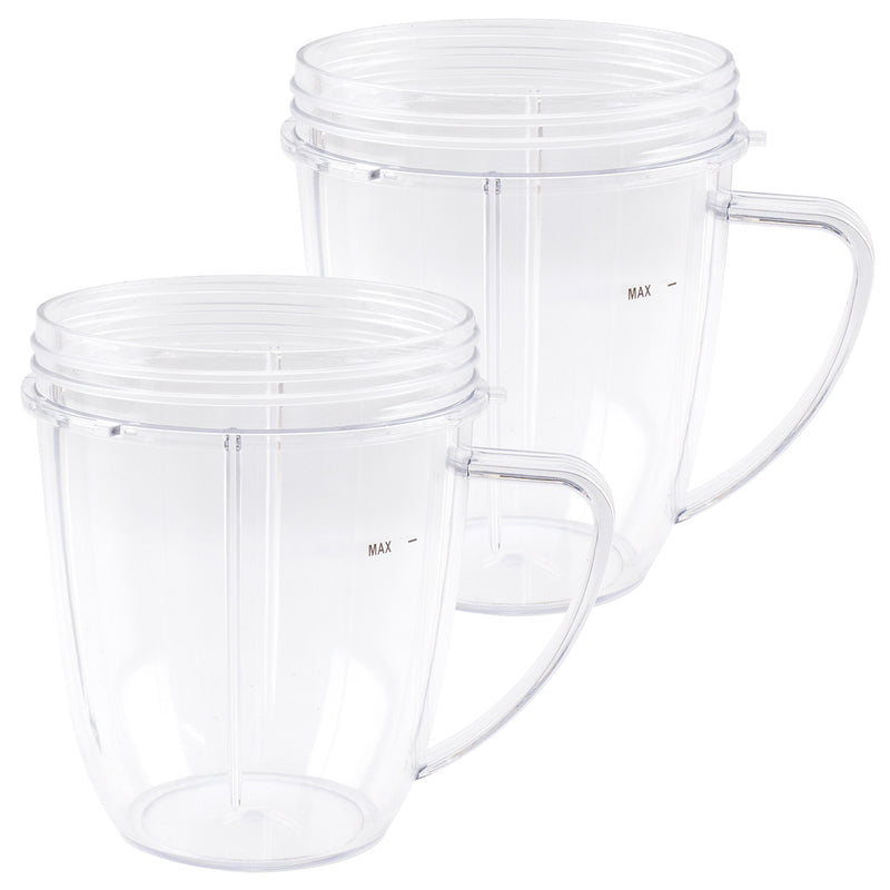 2 Pack 18 oz Short Cup with Handle Replacement Part Compatible with NutriBullet 600W 900W Blenders NB-101B NB-101S NB-201